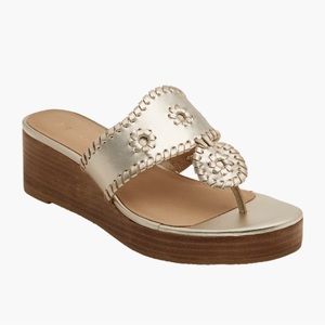 Jack Rogers Jacks Stacked Mid Wedge Gold Size 9